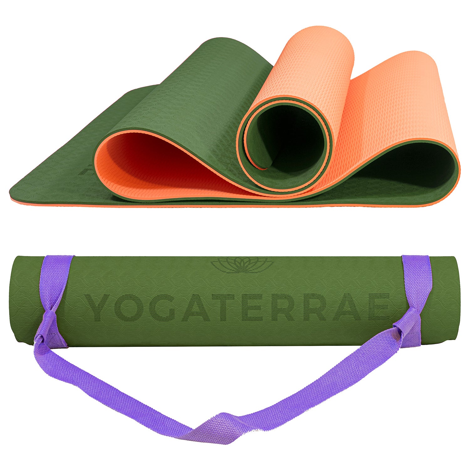 Tapis de yoga antidérapant épais écologique en TPE vert corail – YOGATERRAE