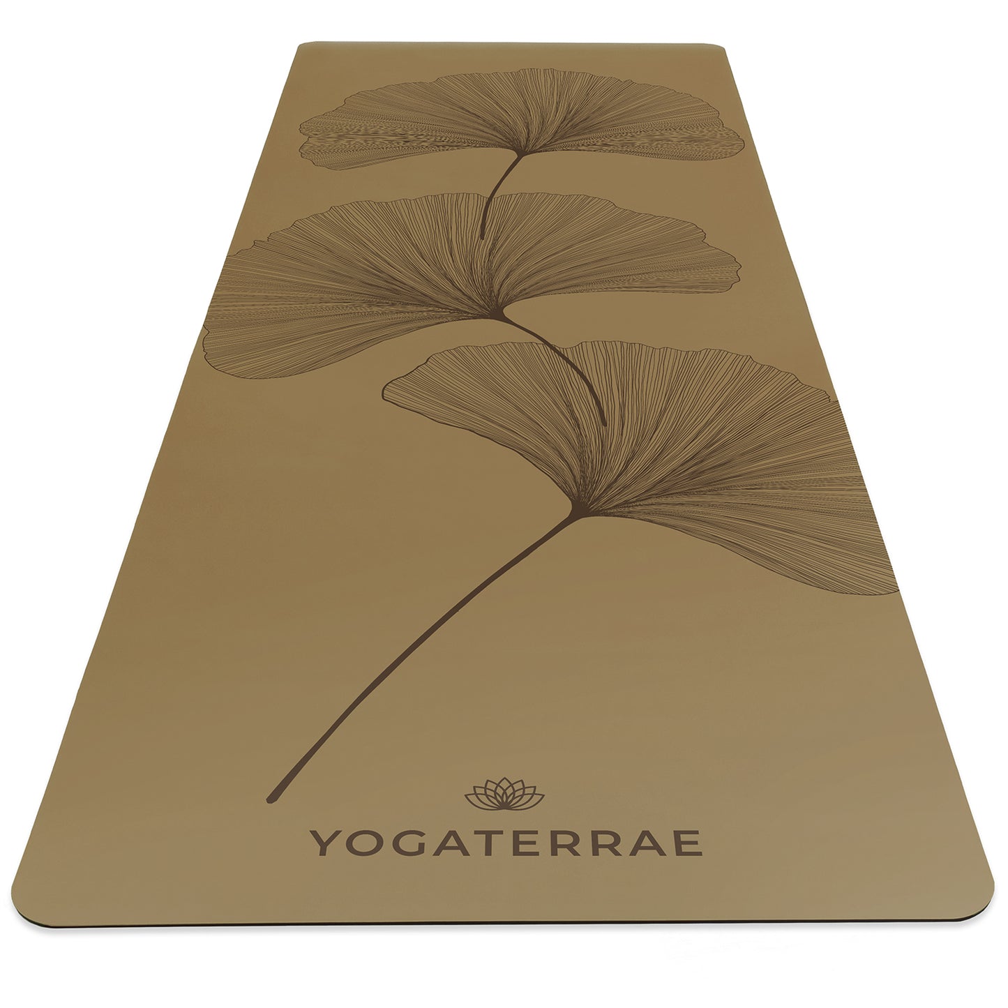 TAPIS DE YOGA GINKGOS DEEP BRONZE OLIVE EN PU-CAOUTCHOUC NATUREL AVEC SAC