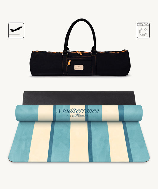 TAPIS DE YOGA VOYAGE 1 MM ANTIDÉRAPANT MICROFIBRE CAPRI – MEDITERRANEA AVEC SAC