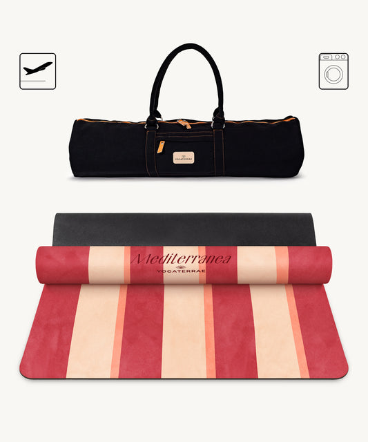 TAPIS DE YOGA VOYAGE 1 MM ANTIDÉRAPANT MICROFIBRE POSITANO – MEDITERRANEA AVEC SAC
