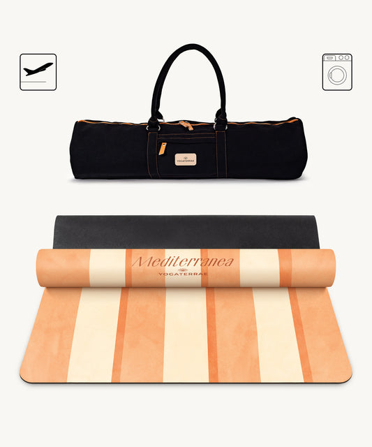 TAPIS DE YOGA VOYAGE 1 MM ANTIDÉRAPANT MICROFIBRE SORRENTO – MEDITERRANEA AVEC SAC