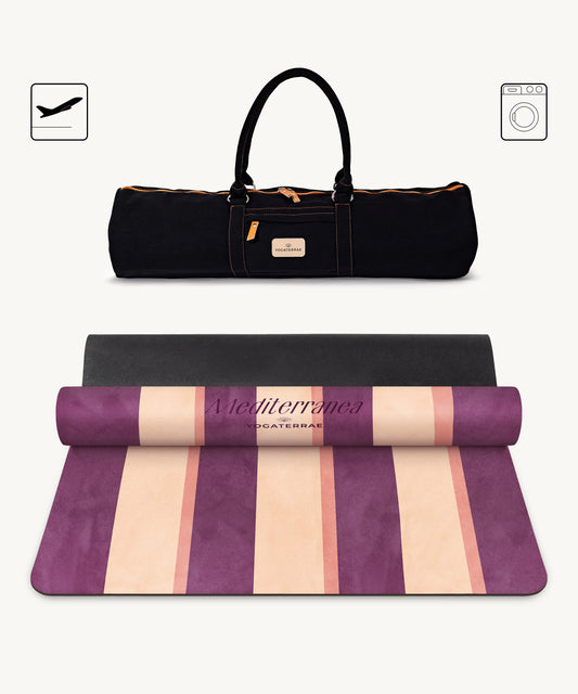 TAPIS DE YOGA VOYAGE 1 MM ANTIDÉRAPANT MICROFIBRE VALENSOLE – MEDITERRANEA AVEC SAC