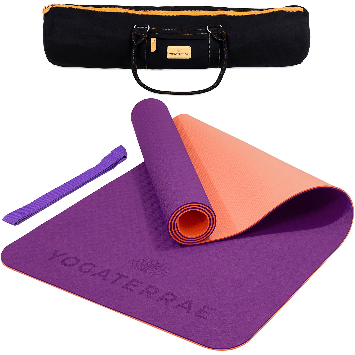 Tapis yoga antidérapant épais écologique TPE violet rose + sac – YOGATERRAE