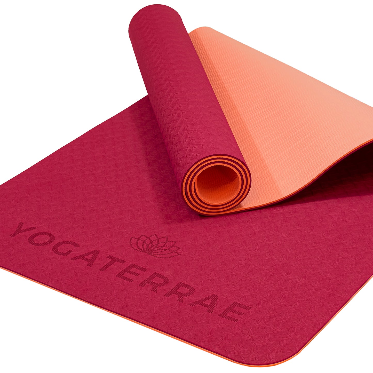 TAPIS DE YOGA STUDIO ROSE FRAMBOISE GLAMOUR CORAIL AVEC SAC