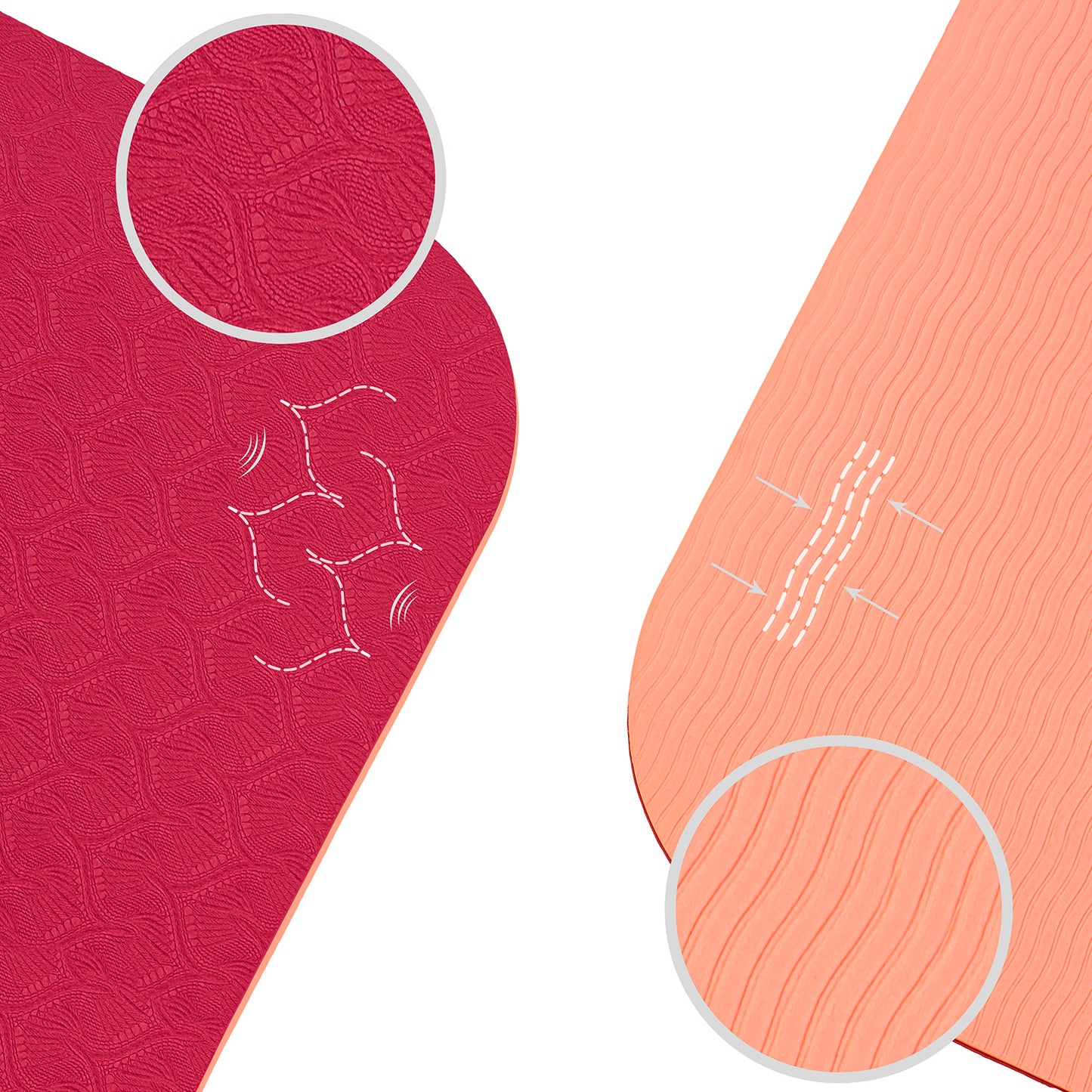 TAPIS DE YOGA STUDIO ROSE FRAMBOISE GLAMOUR CORAIL AVEC SAC