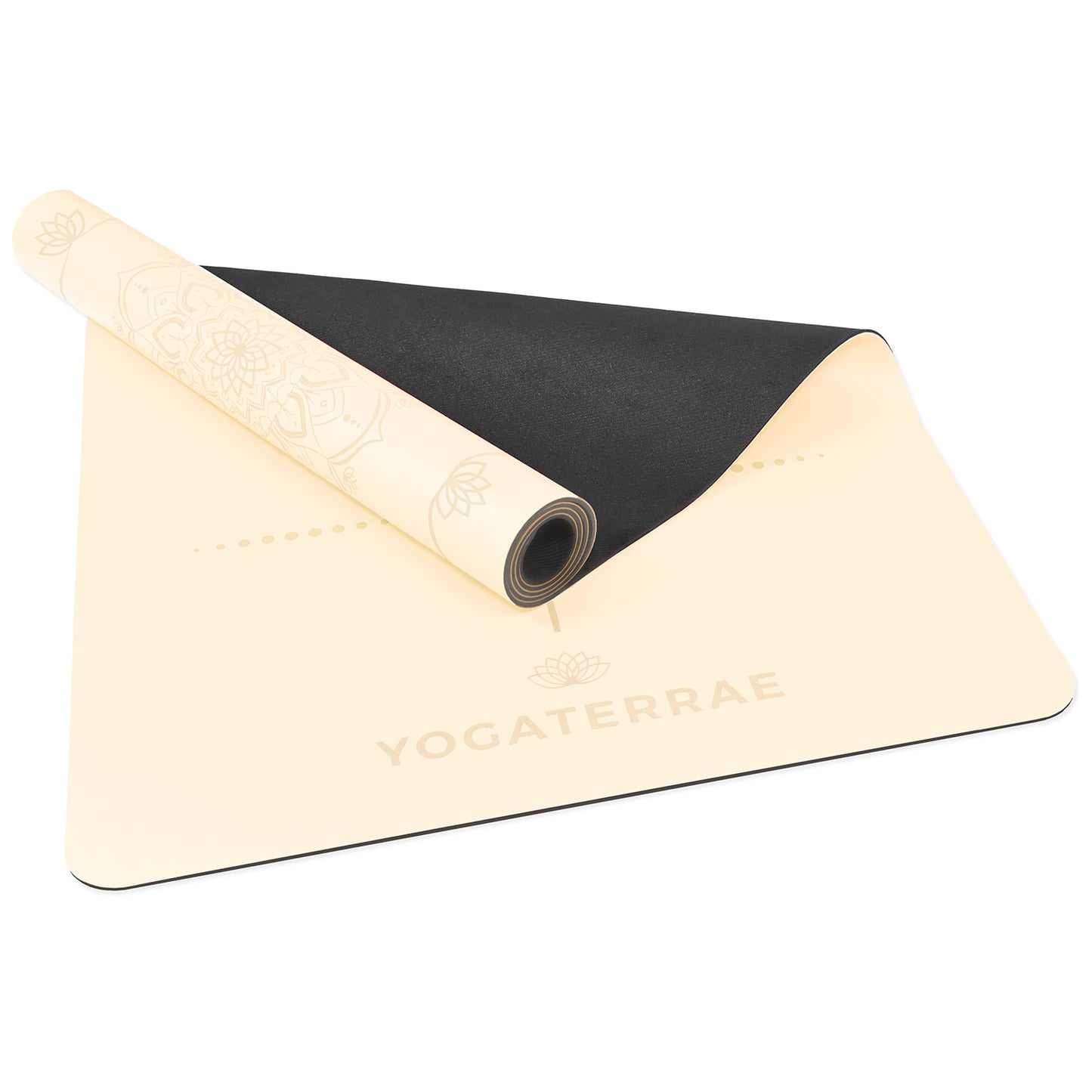 TAPIS DE YOGA MANDALA BLANC PERLE EN PU-CAOUTCHOUC NATUREL AVEC SAC