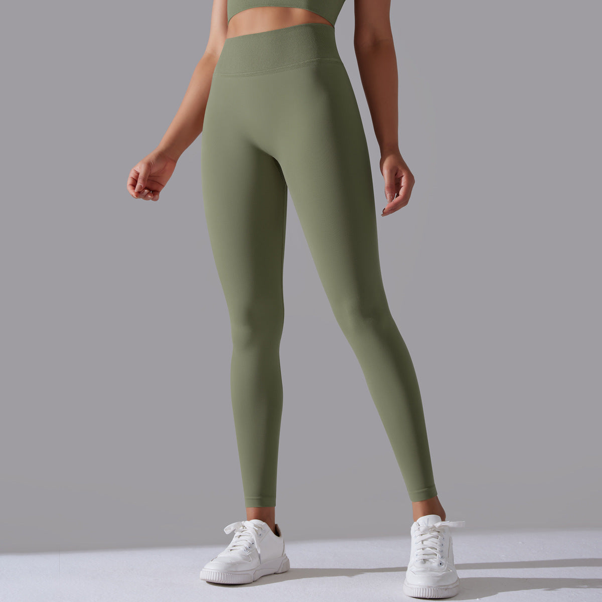 LEGGING FEMME KAKI OLIVE MAINTIEN ET CONFORT POUR YOGA-FITNESS-PILATES