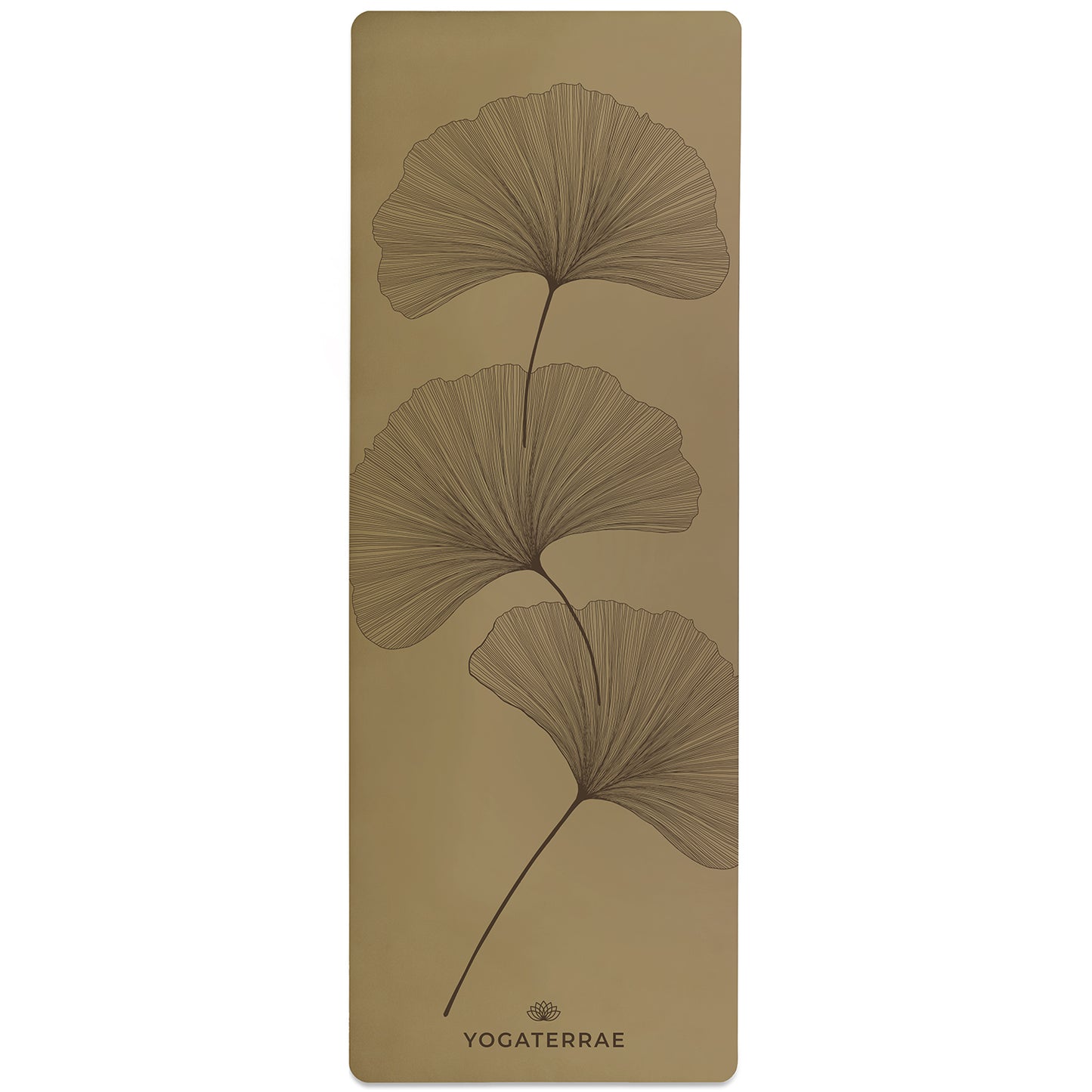 TAPIS DE YOGA GINKGOS DEEP BRONZE OLIVE EN PU-CAOUTCHOUC NATUREL AVEC SAC