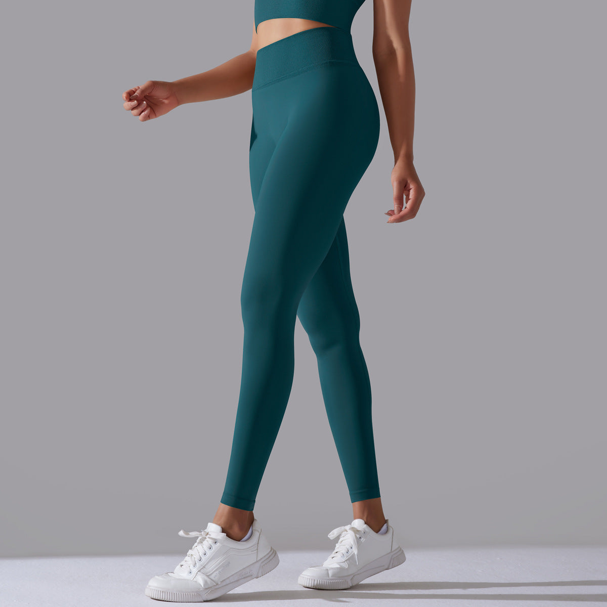 LEGGING FEMME BLEU ÉMERAUDE MAINTIEN ET CONFORT POUR YOGA-FITNESS-PILATES