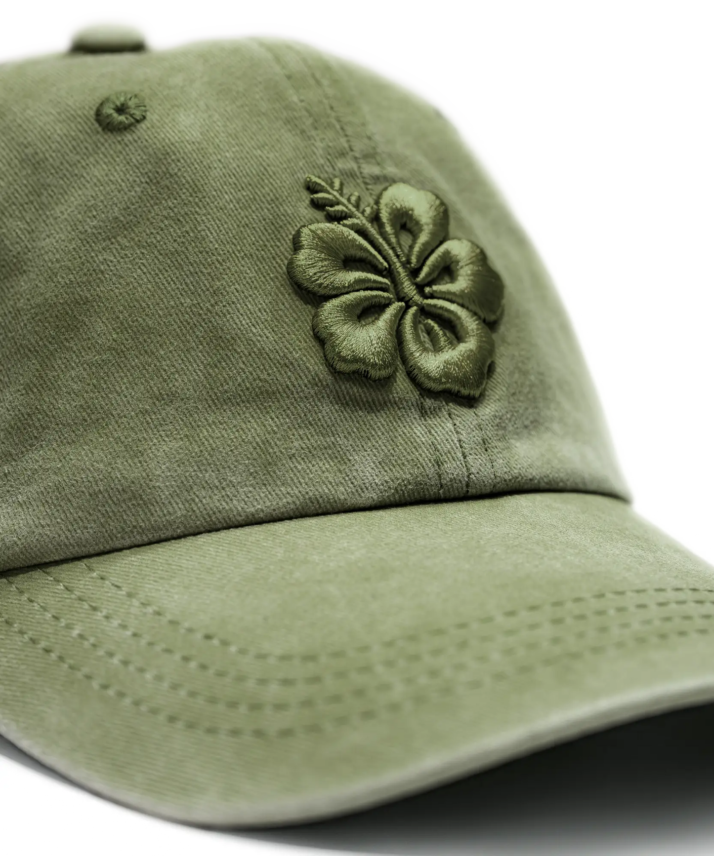 CASQUETTE BRODÉE 3D HIBISCUS VERT KAKI TON SUR TON