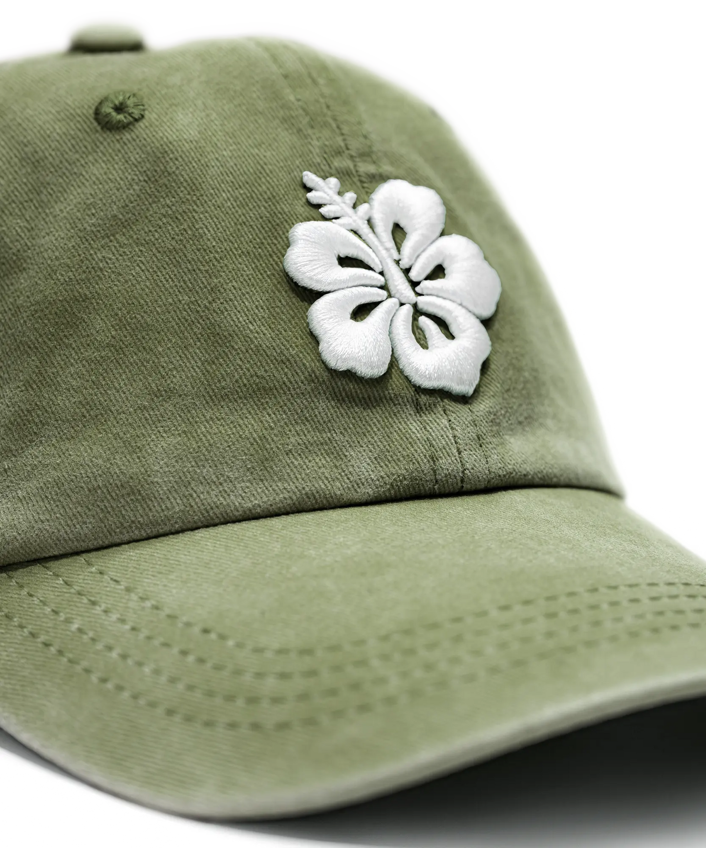 CASQUETTE BRODÉE 3D HIBISCUS VERT KAKI