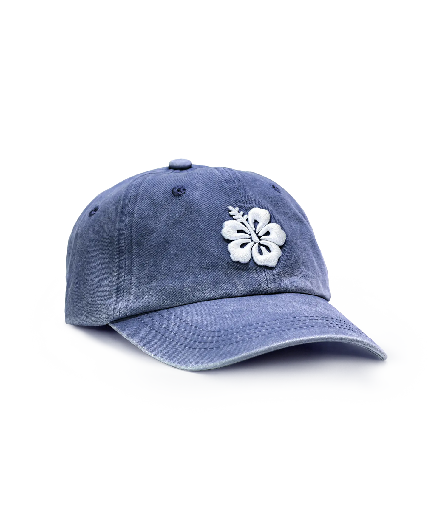 CASQUETTE BRODÉE 3D HIBISCUS BLEU JEAN'S