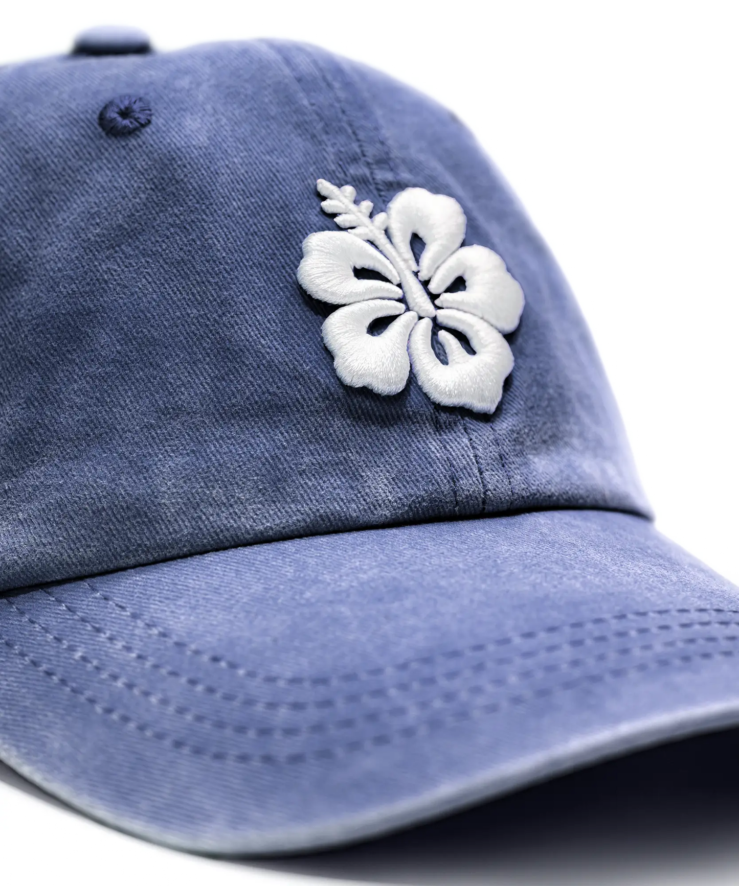 CASQUETTE BRODÉE 3D HIBISCUS BLEU JEAN'S