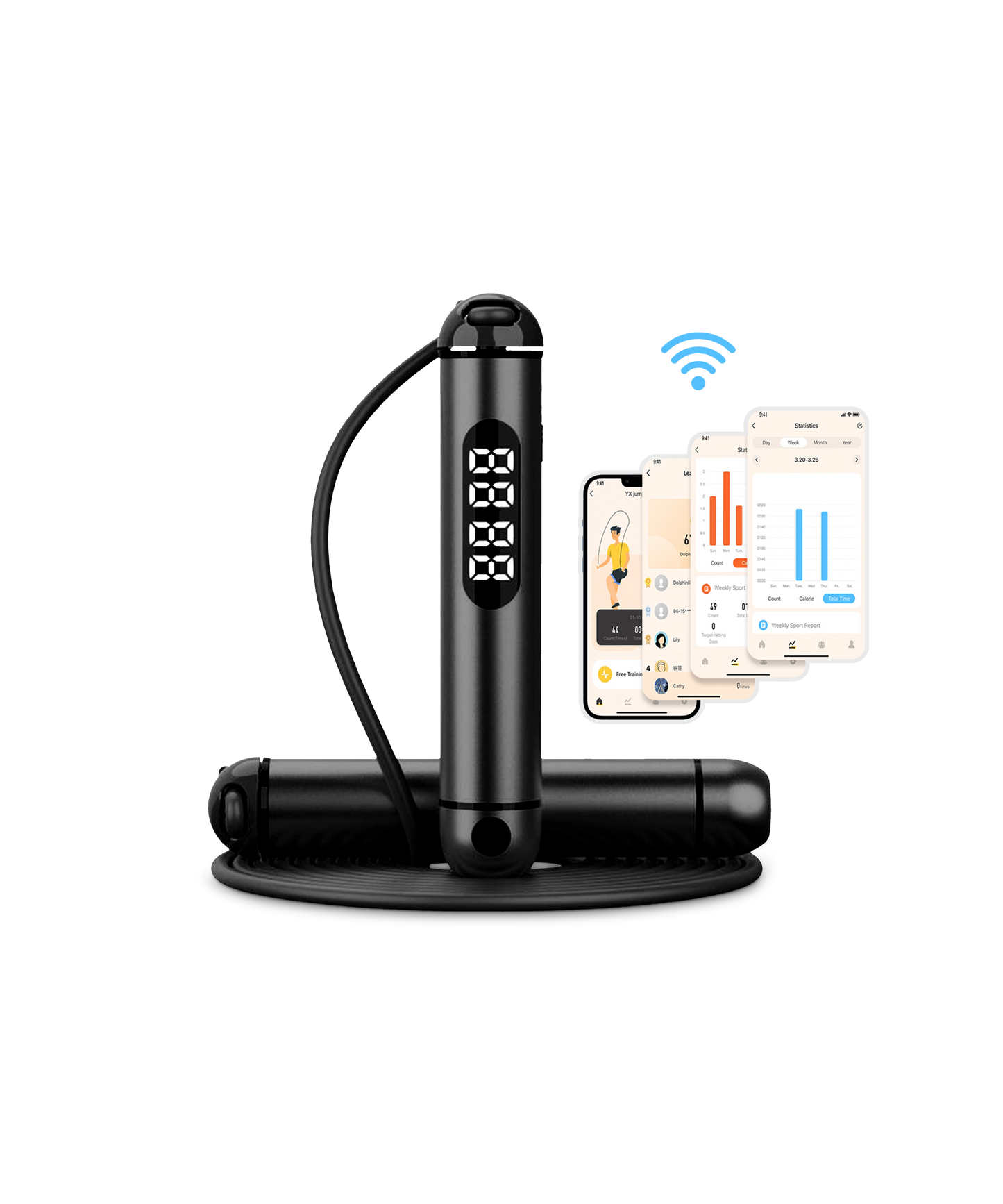 CORDE À SAUTER CONNECTÉE BLUETOOTH – NOIR