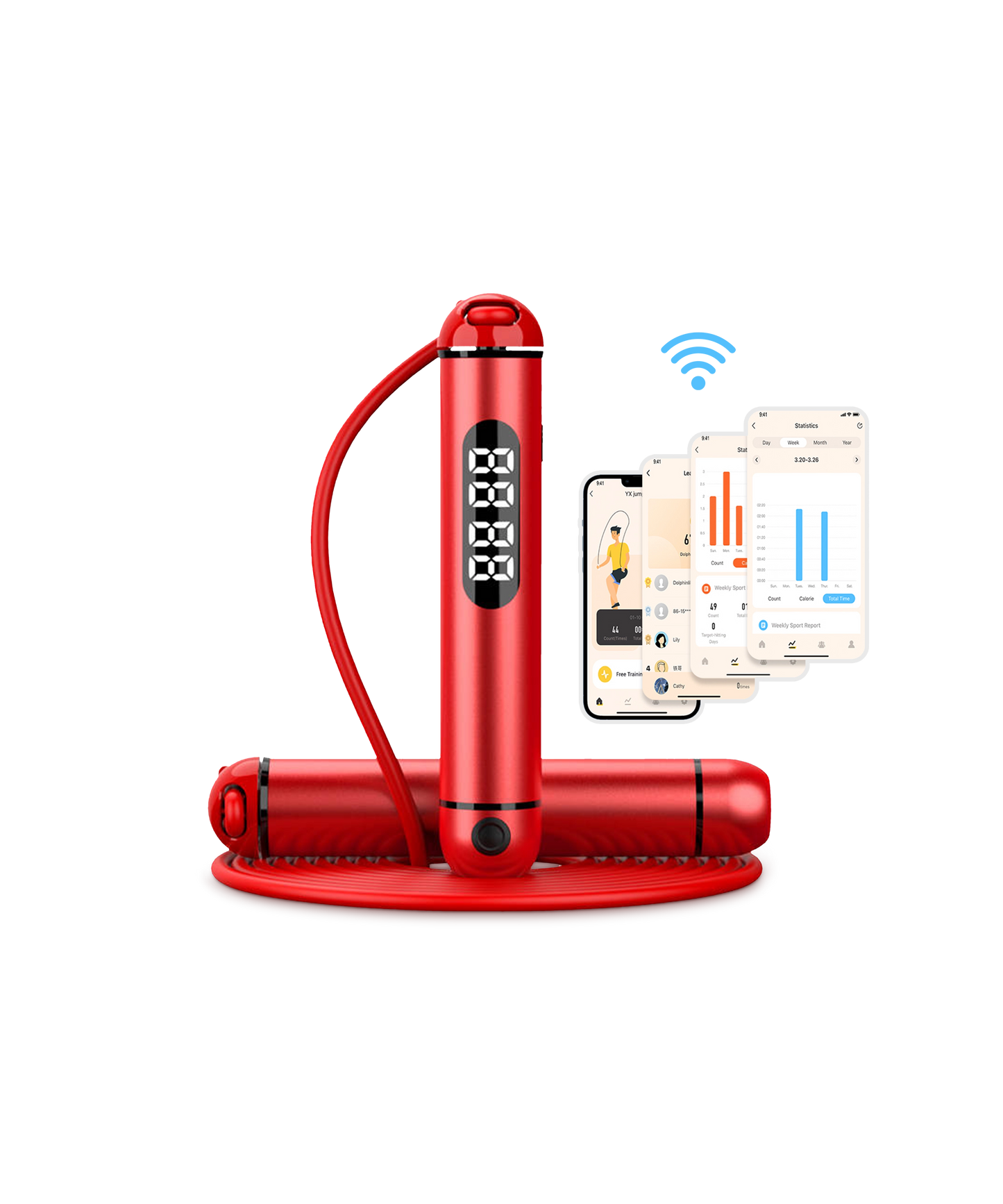 CORDE À SAUTER CONNECTÉE BLUETOOTH – ROUGE