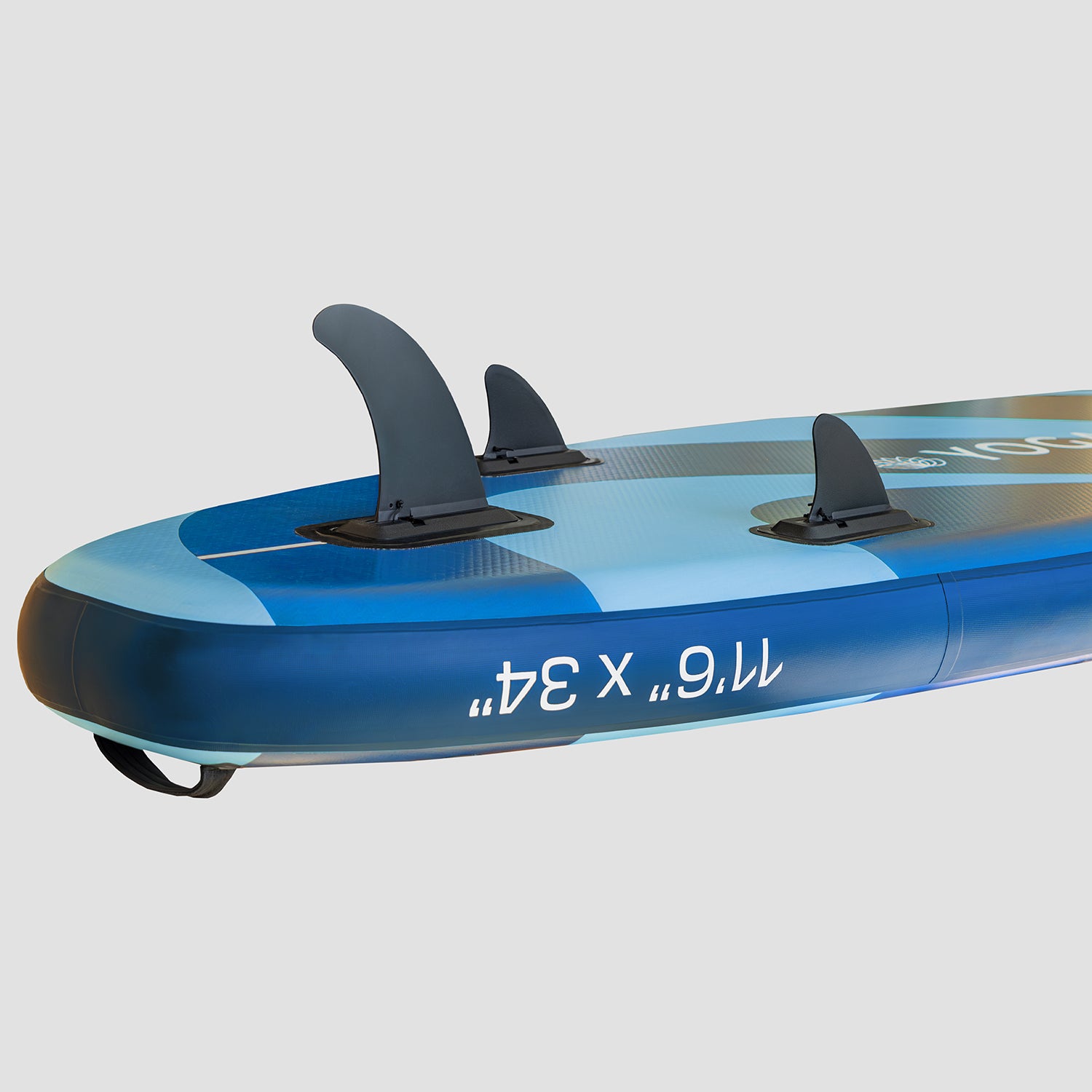 "3 Ailerons premium pour bonne manœuvrabilité et glisse fluide SUP Yogaterrae 11'6", poignée ergonomique, design de Vagues"