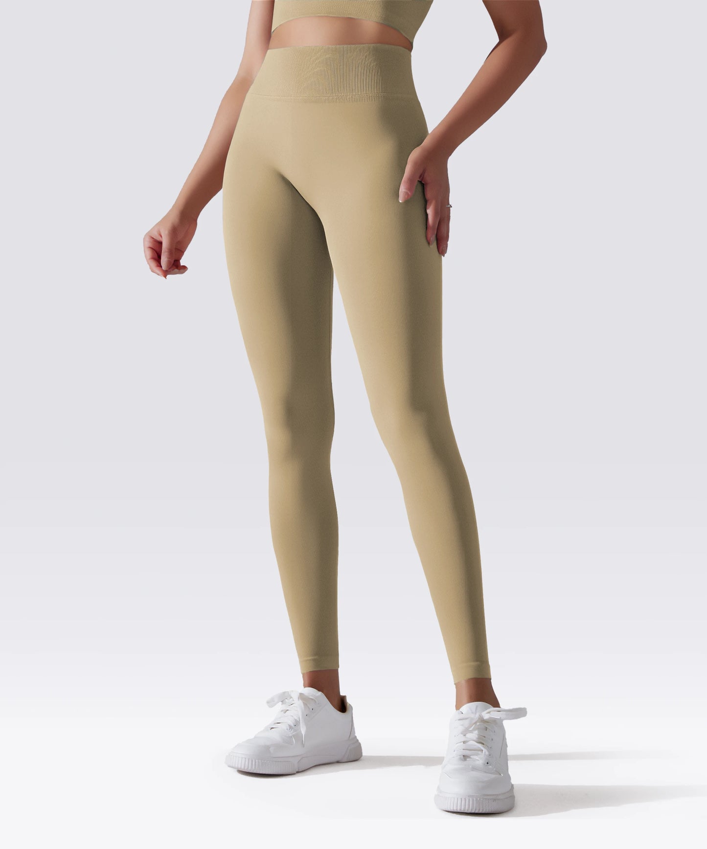 LEGGING FEMME BEIGE MAINTIEN ET CONFORT POUR YOGA-FITNESS-PILATES