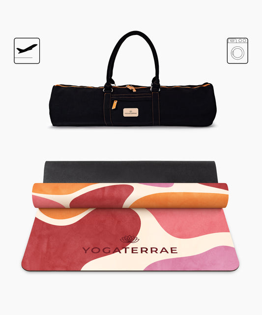 TAPIS DE YOGA VOYAGE 1 MM ANTIDÉRAPANT MICROFIBRE KYOTO – NOMADE AVEC SAC