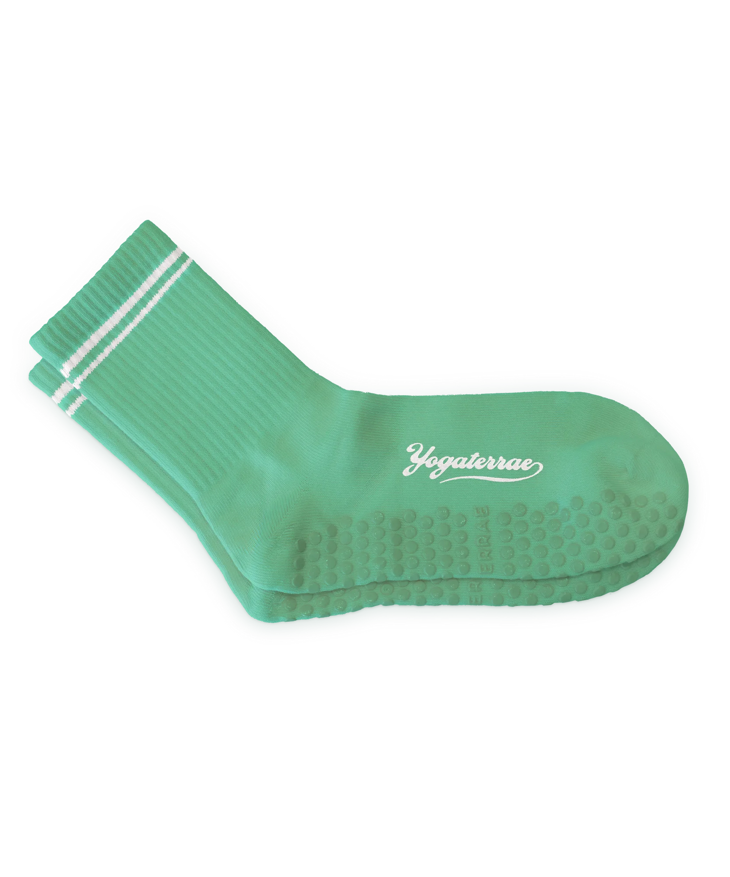 CHAUSSETTES FEMME ANTIDÉRAPANTES RAYURES CONTRASTÉES, VERT