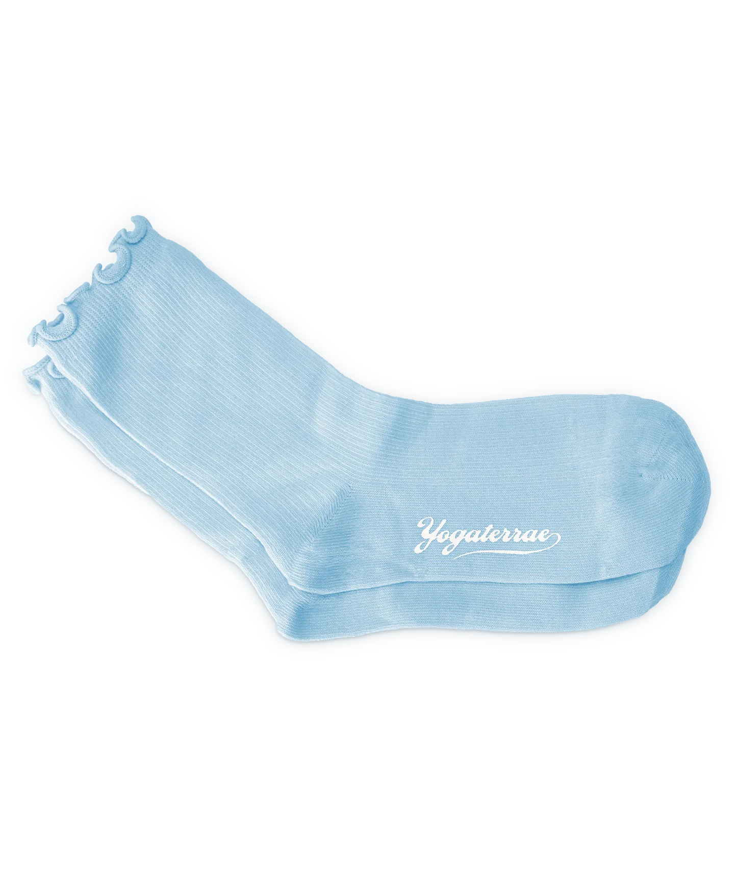 CHAUSSETTES FEMME BORDS ONDULÉS, BLEU CIEL