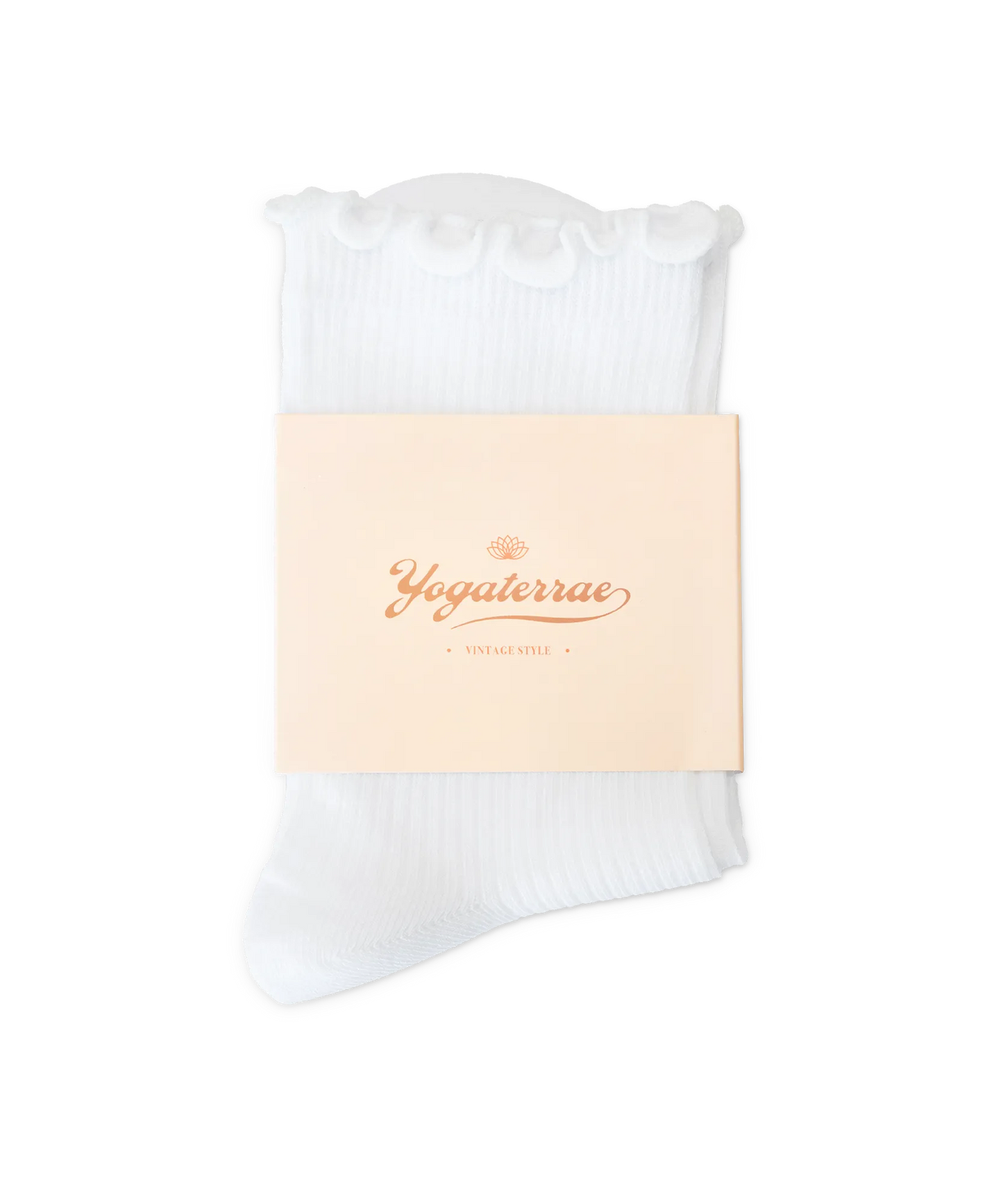 CHAUSSETTES FEMME BORDS ONDULÉS, BLANC