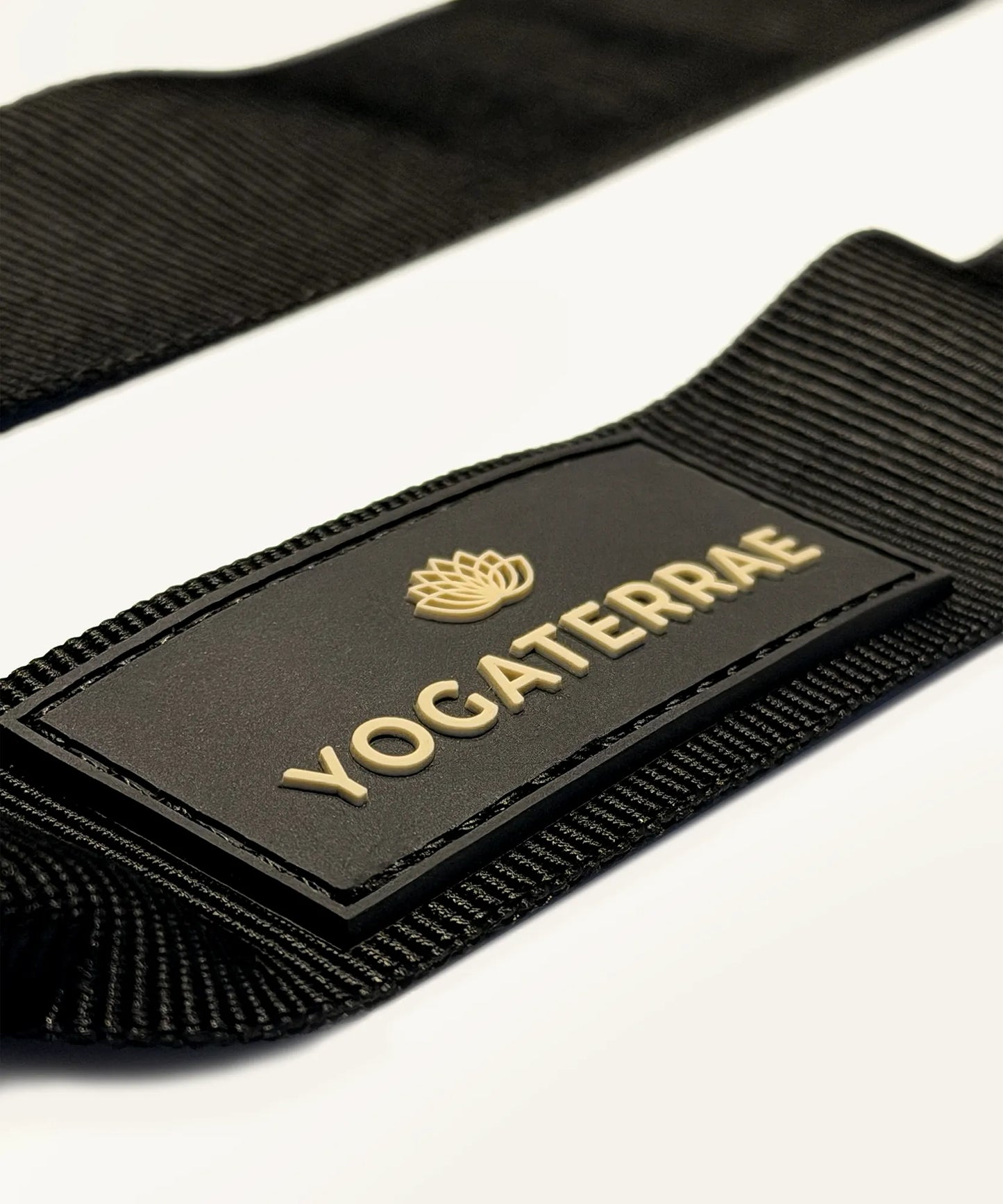 SANGLE DE YOGA NOIRE PREMIUM AVEC ÉTIQUETTE SILICONE 3D