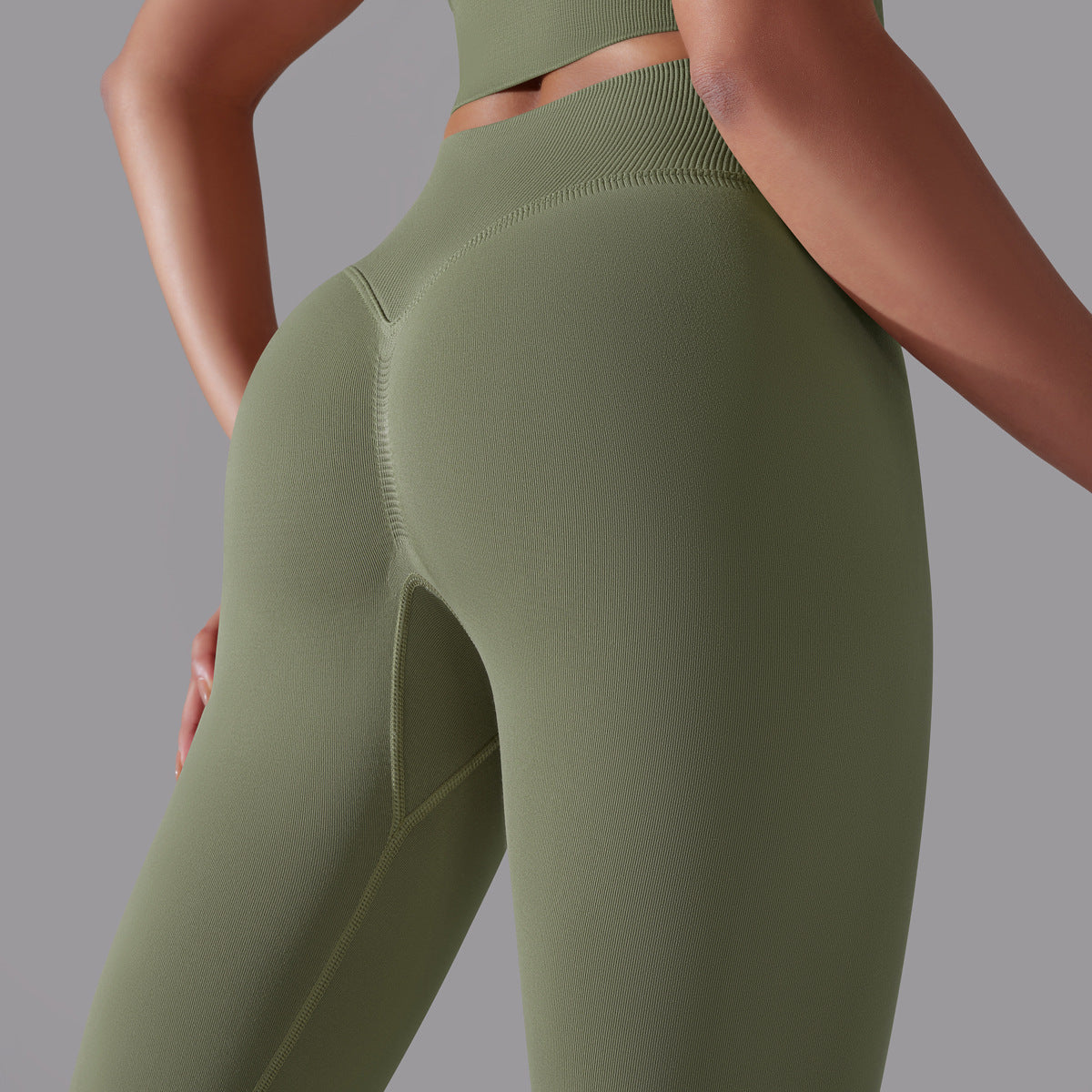 LEGGING FEMME KAKI OLIVE MAINTIEN ET CONFORT POUR YOGA-FITNESS-PILATES