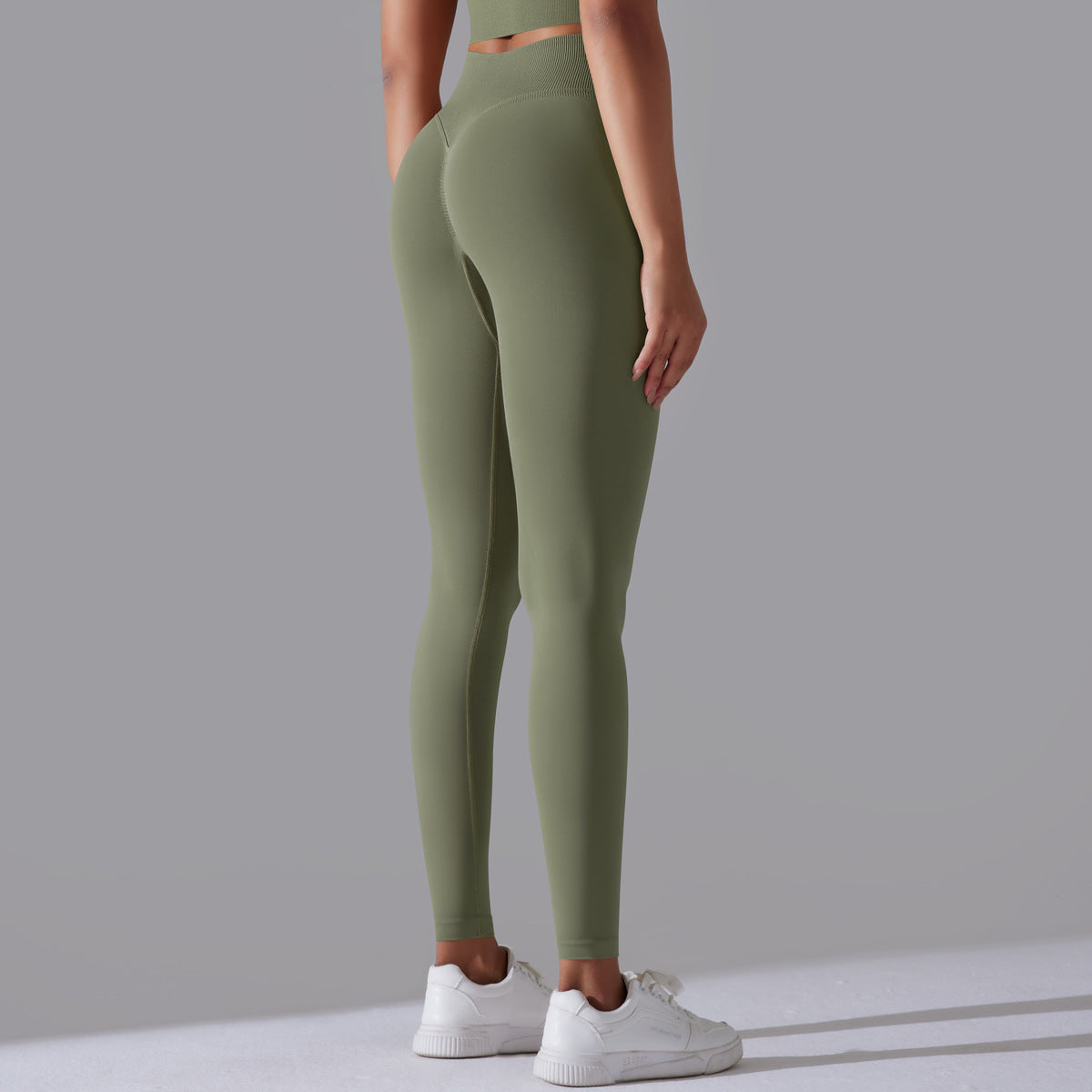 LEGGING FEMME KAKI OLIVE MAINTIEN ET CONFORT POUR YOGA-FITNESS-PILATES