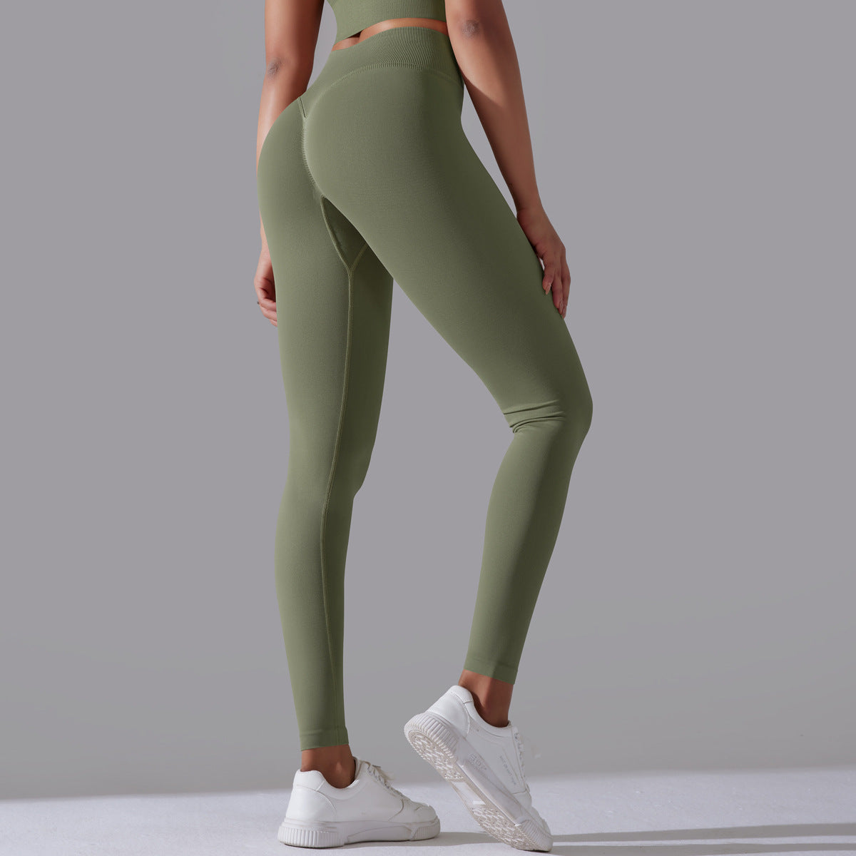 LEGGING FEMME KAKI OLIVE MAINTIEN ET CONFORT POUR YOGA-FITNESS-PILATES