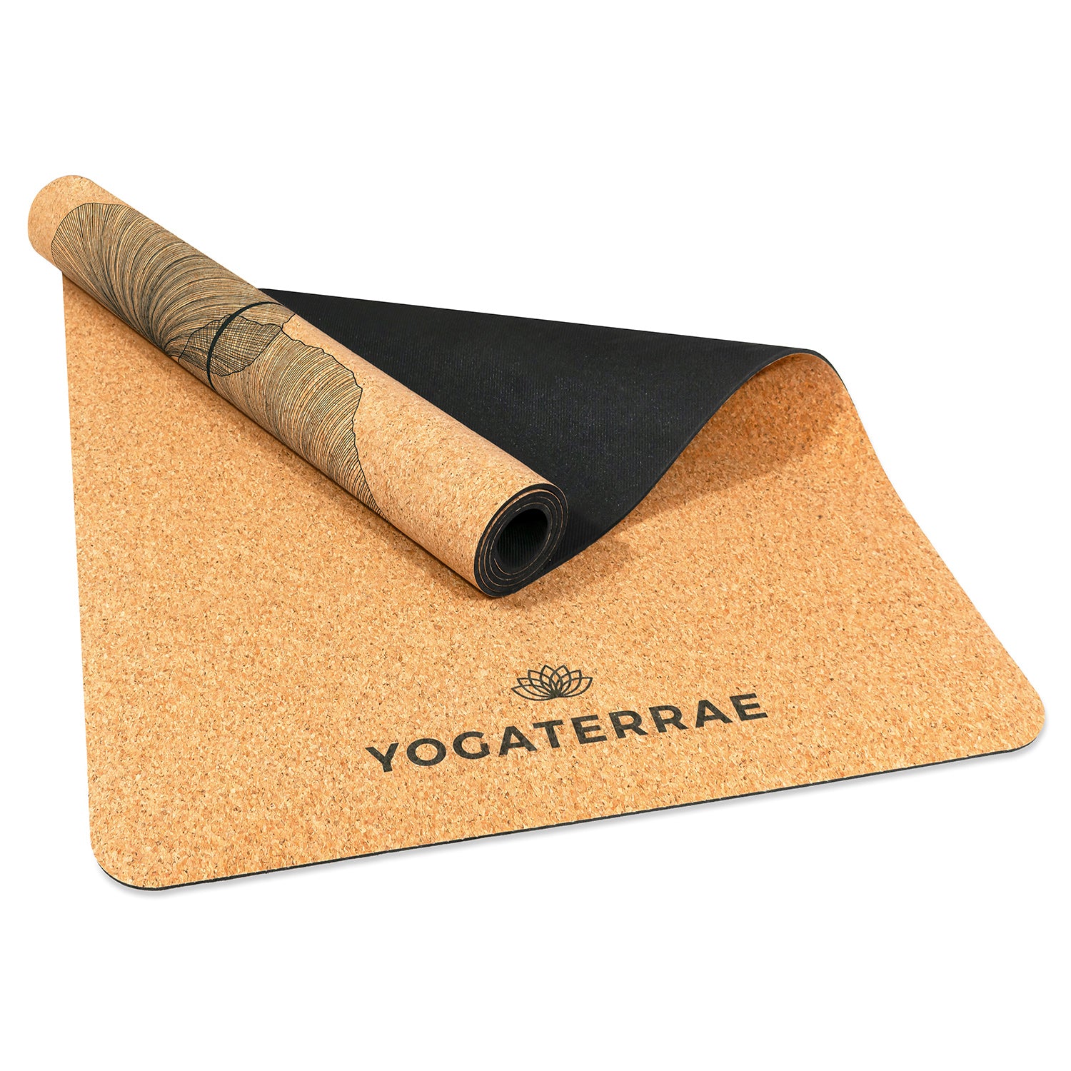 Tapis de yoga liège et caoutchouc naturels antidérapant écologique Ginkgos Bouquet YOGATERRAE marque française