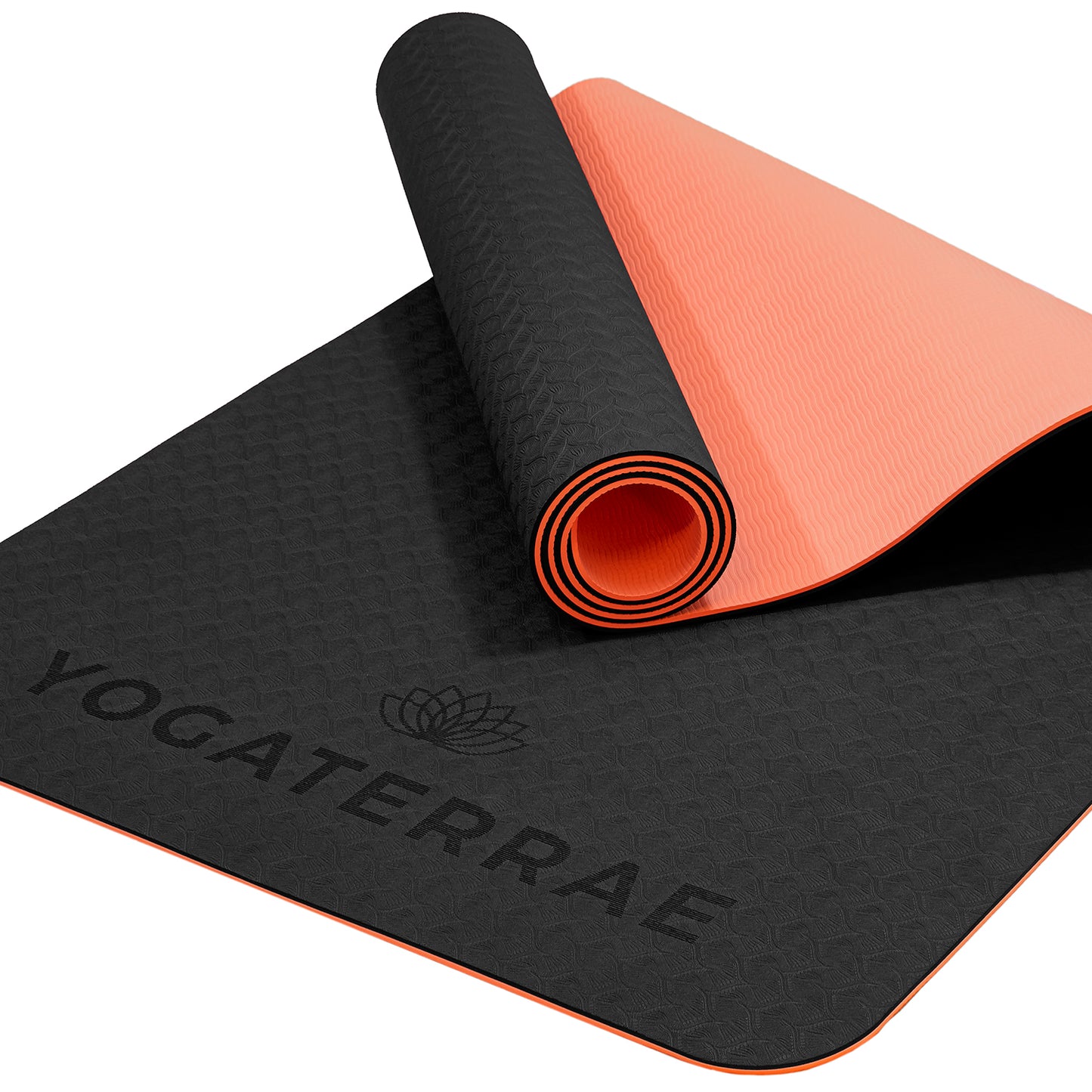 YOGAMATTE TPE RUTSCHFEST SCHWARZ KORALLE MIT TASCHE
