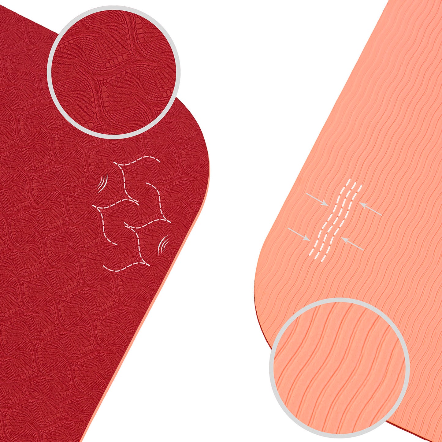 YOGAMATTE TPE RUTSCHFEST BORDEAUX KORALLE MIT TASCHE