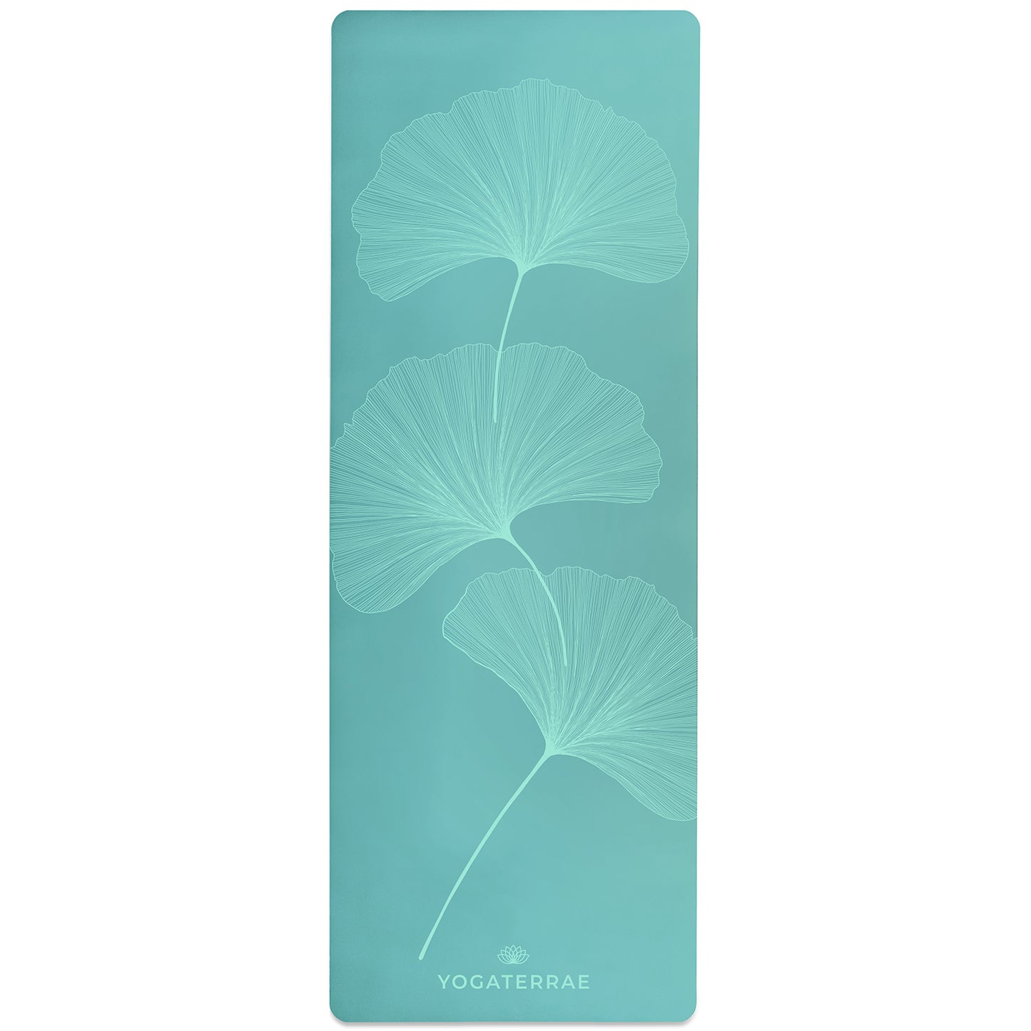 MANDALA GINKGOS LIGHT MINT GREEN YOGA MAT IN PU-NATURAL RUBBER (RENEWED OFFER)