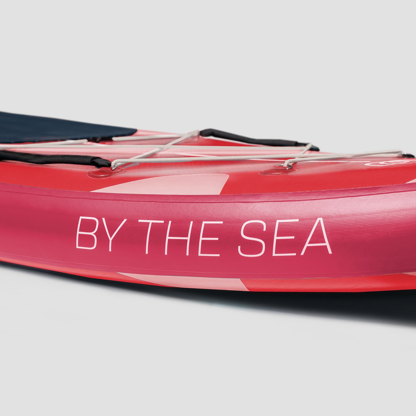 "Details of quality D-rings, nets, straps, impeccable PVC joints of By The Sea themed Yogaterrae SUPs"