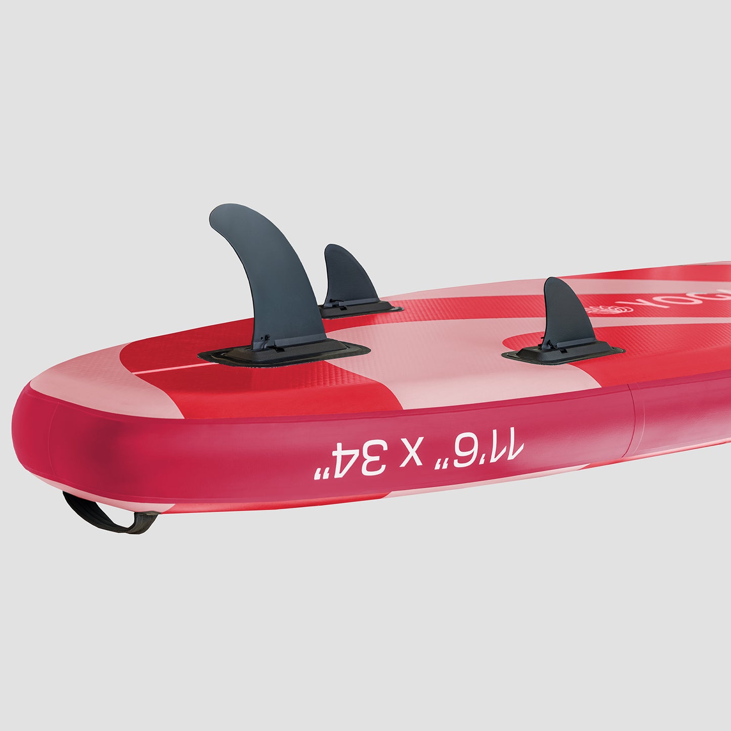 "3 premium fins for good maneuverability and smooth glide SUP Yogaterrae 11'6", ergonomic handle, Wave design"