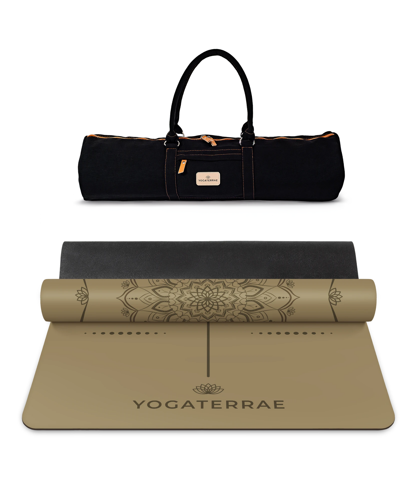 MANDALA YOGA MAT BRONZE OLIVE IN NATURAL PU-RUBBER WITH BAG