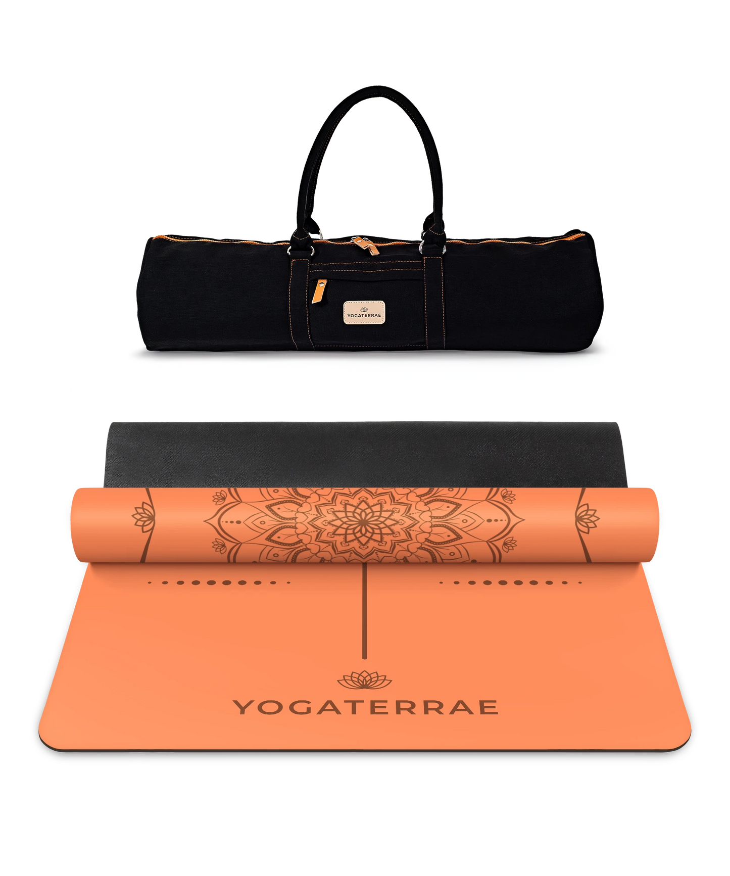 ORANGE MANDALA YOGA MAT IN NATURAL PU-RUBBER WITH BAG