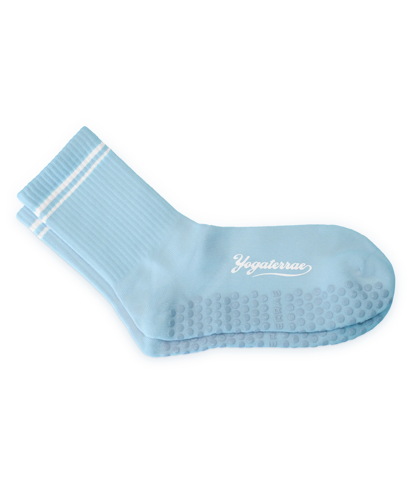 Women's Anti-Slip Socks with Contrasting Stripes, Sky Blue