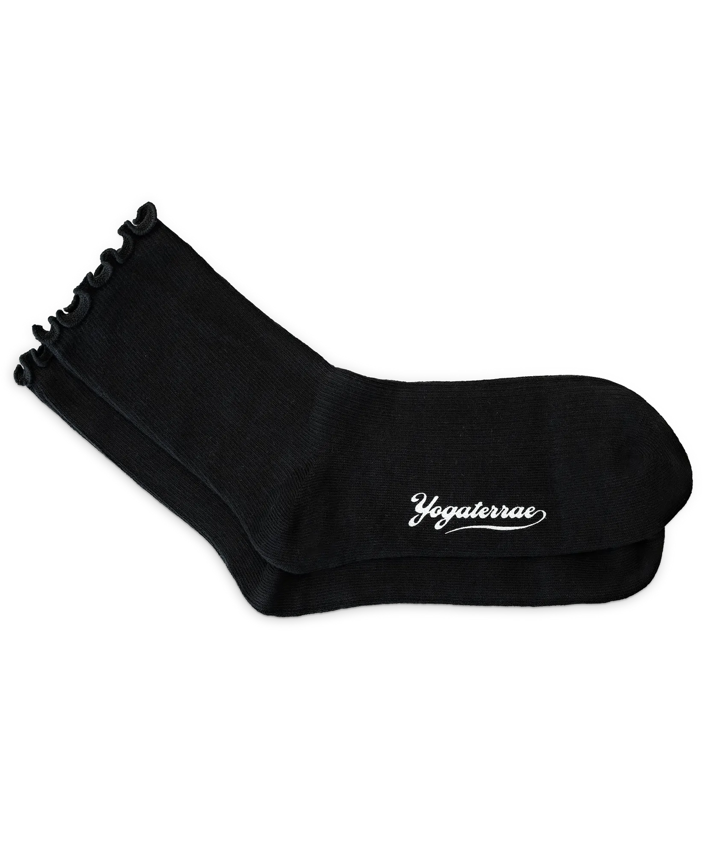 WOMEN'S SOCKS WITH WAVY EDGES, BLACK