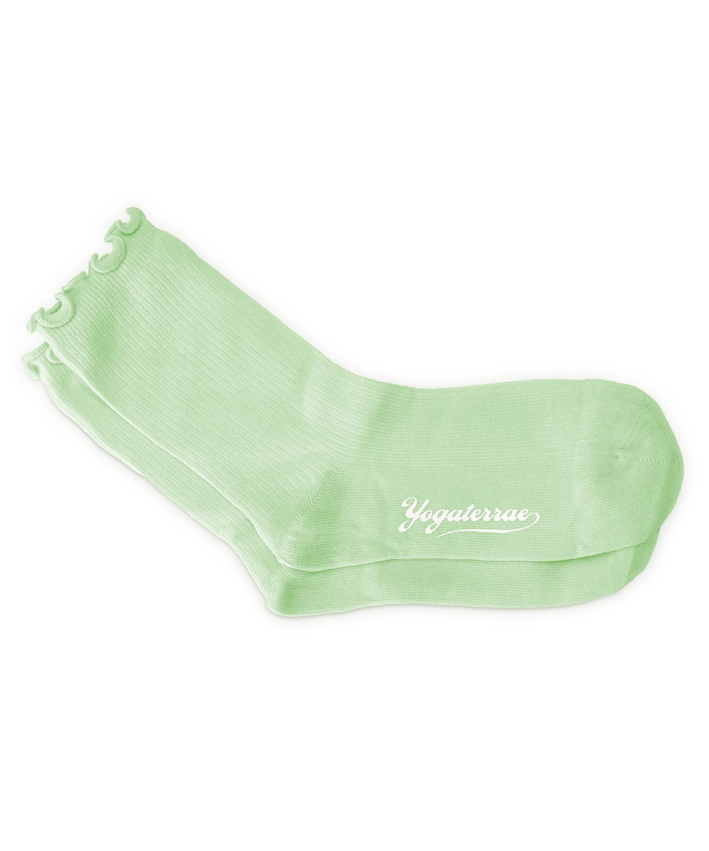 WOMEN'S SOCKS WITH WAVY EDGES, SOFT GREEN