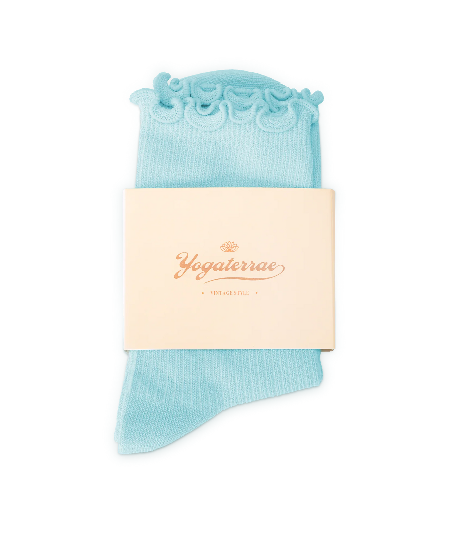 WOMEN'S SOCKS WITH WAVY EDGES, TURQUOISE