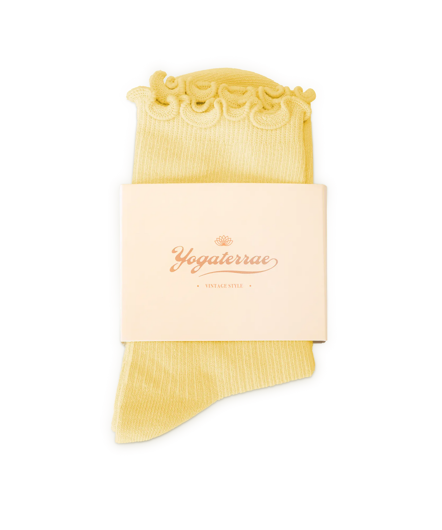 WOMEN'S SOCKS WITH WAVY EDGES, YELLOW