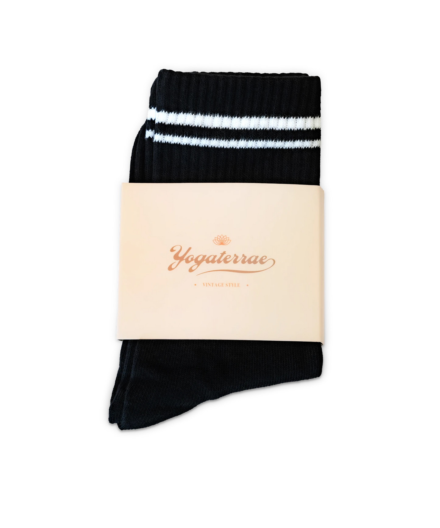 WOMEN'S CONTRASTING STRIPE SOCKS, BLACK