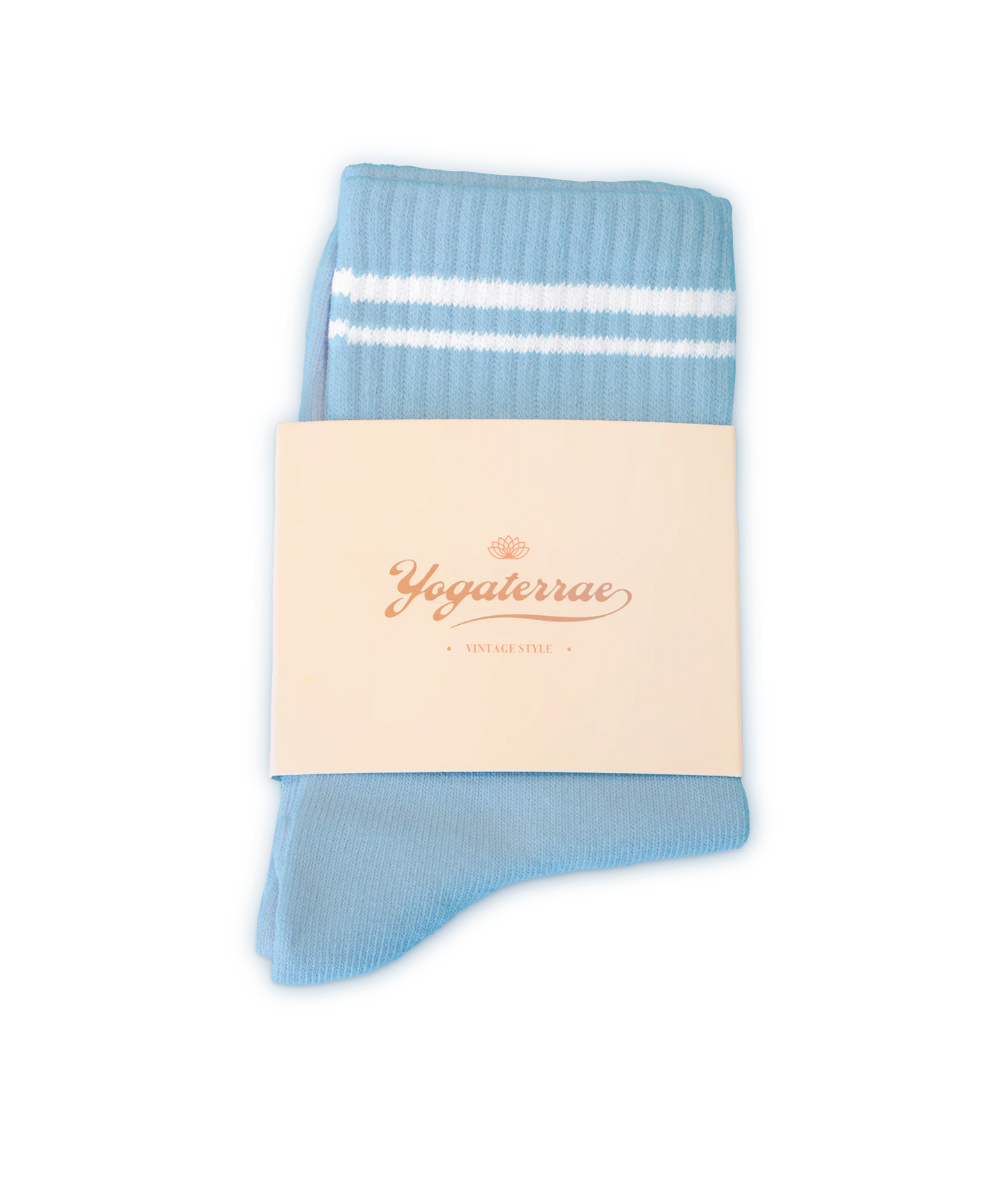 Women's Contrasting Stripe Socks, Sky Blue
