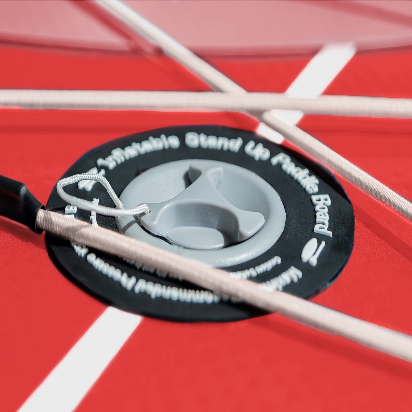 "High-quality inflation valve on Yogaterrae SUP board, ensuring safety and durability"