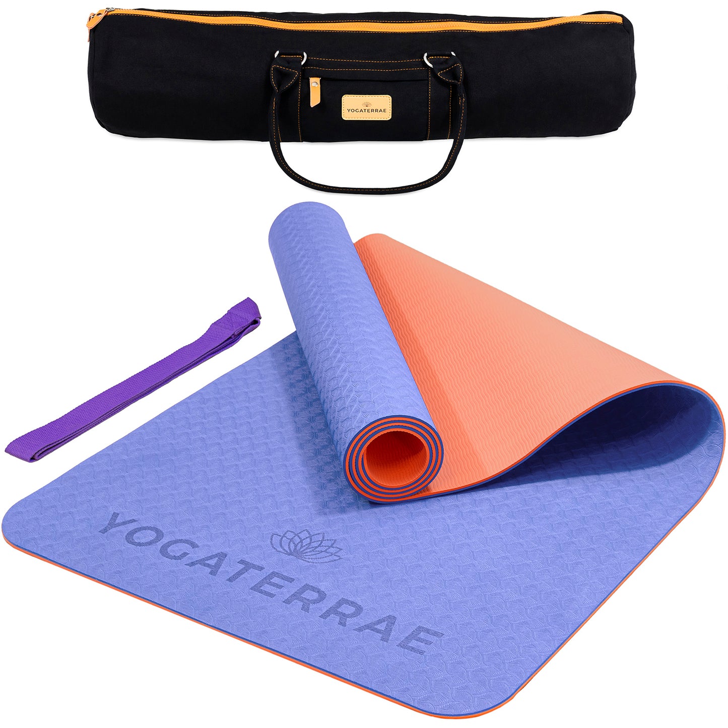 ESTERILLA DE YOGA TPE ANTIDESLIZANTE LAVANDA CORAL CON BOLSA