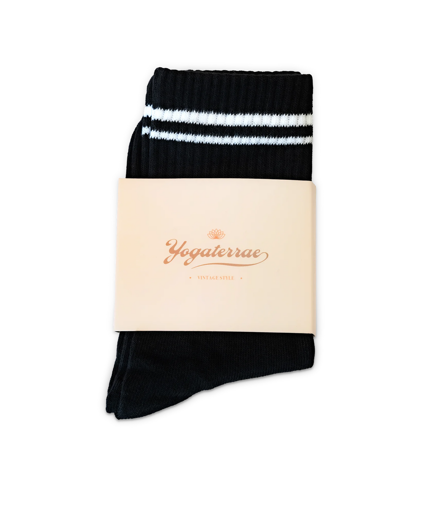 Calcetines antideslizantes para mujer con rayas en contraste, negros
