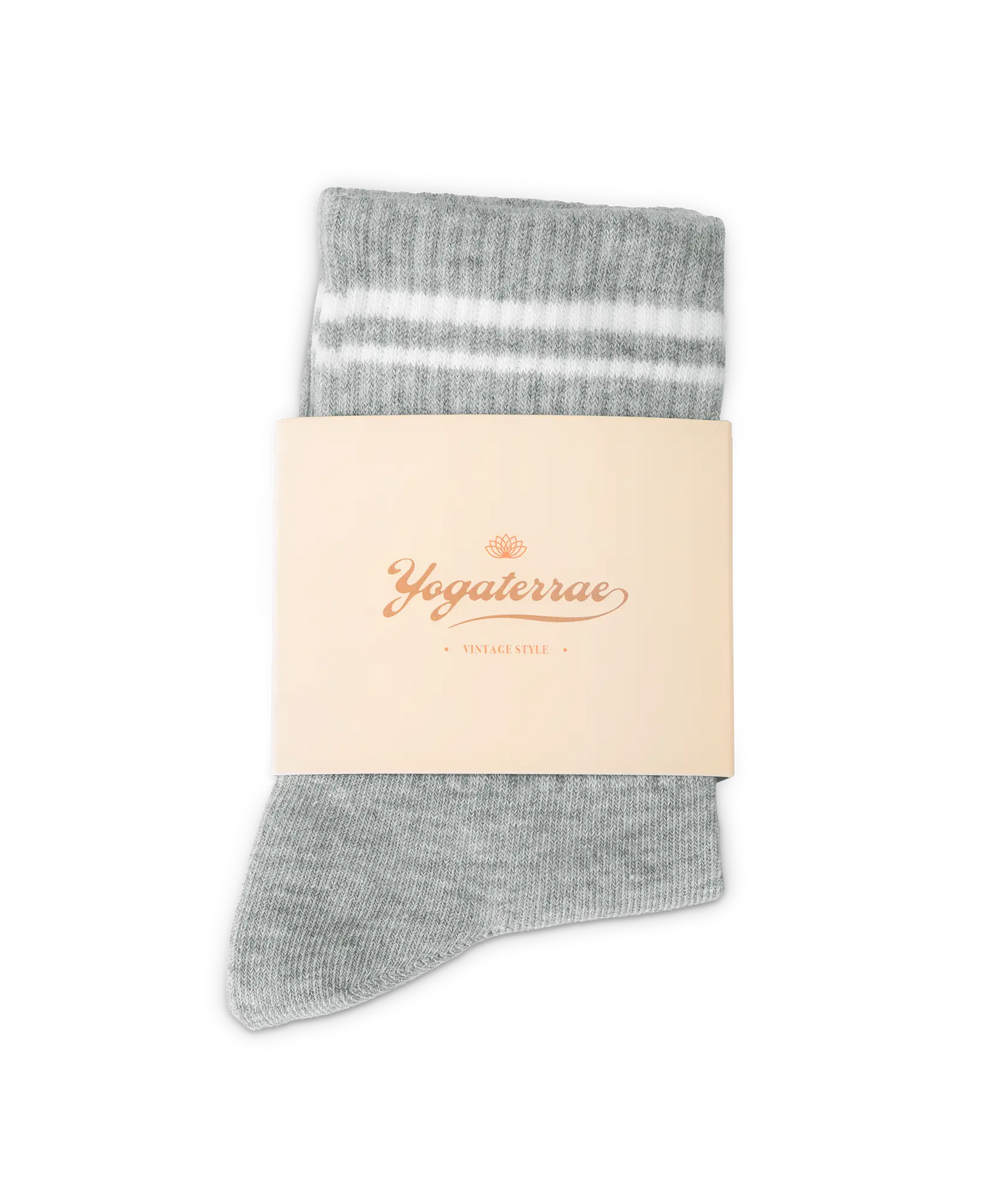 Calcetines antideslizantes para mujer con rayas en contraste, gris jaspeado
