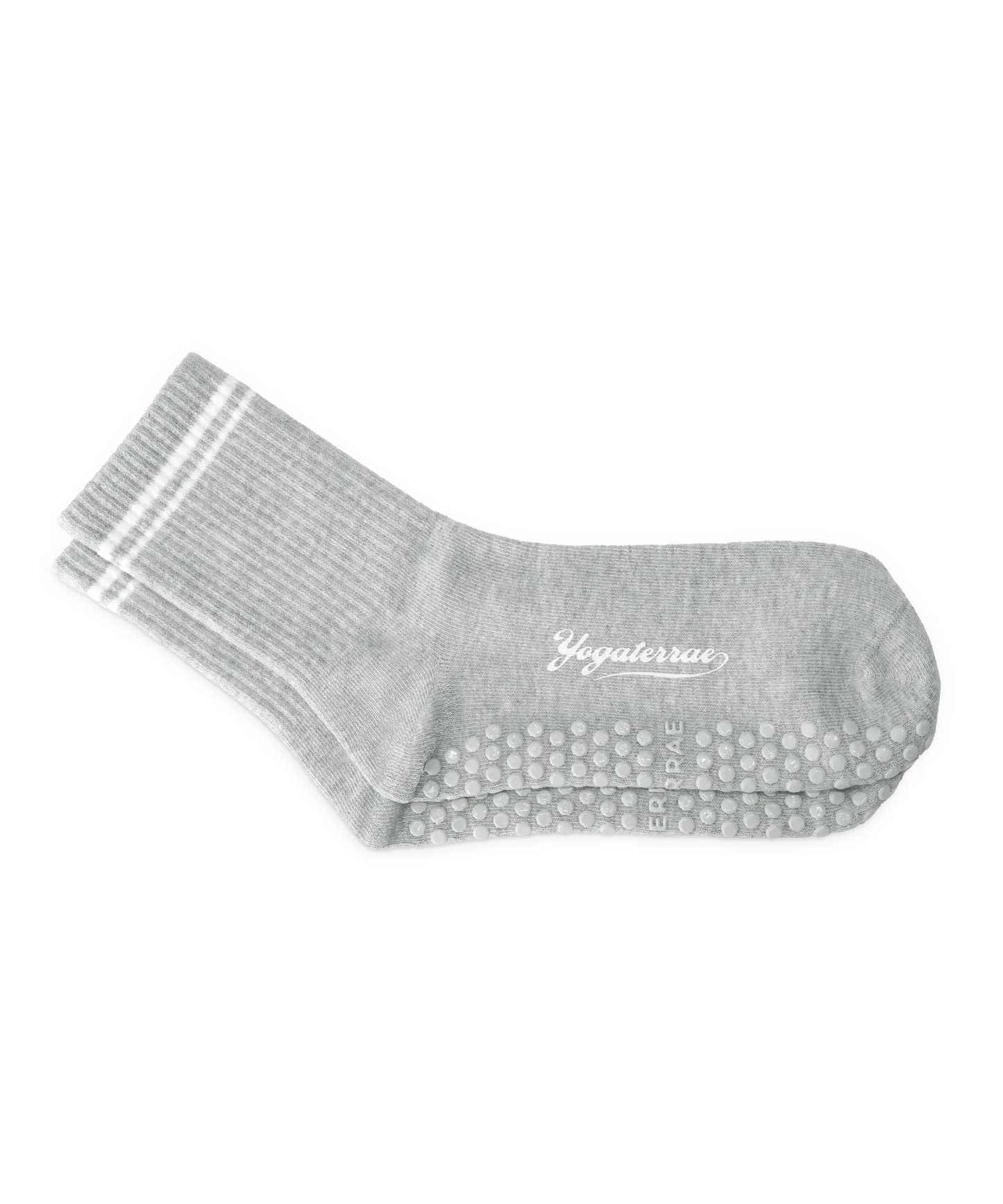 Calcetines antideslizantes para mujer con rayas en contraste, gris jaspeado