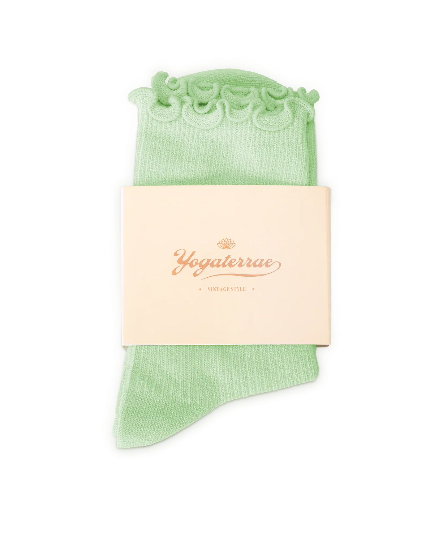 CALCETINES DE MUJER CON BORDES ONDULADOS, VERDE SUAVE